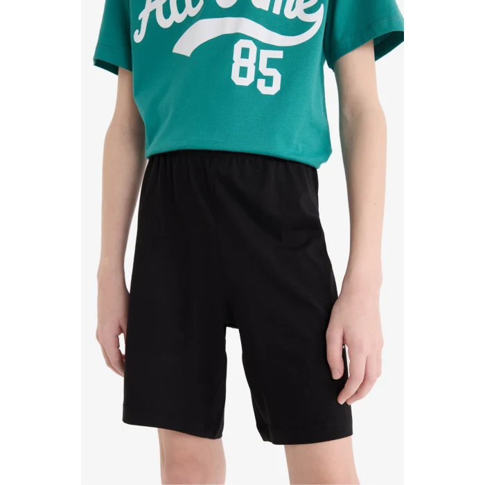 Defacto E6541 Yeşil Erkek Çocuk 2li Takım Baskılı Kısa Kollu Tişört Şort