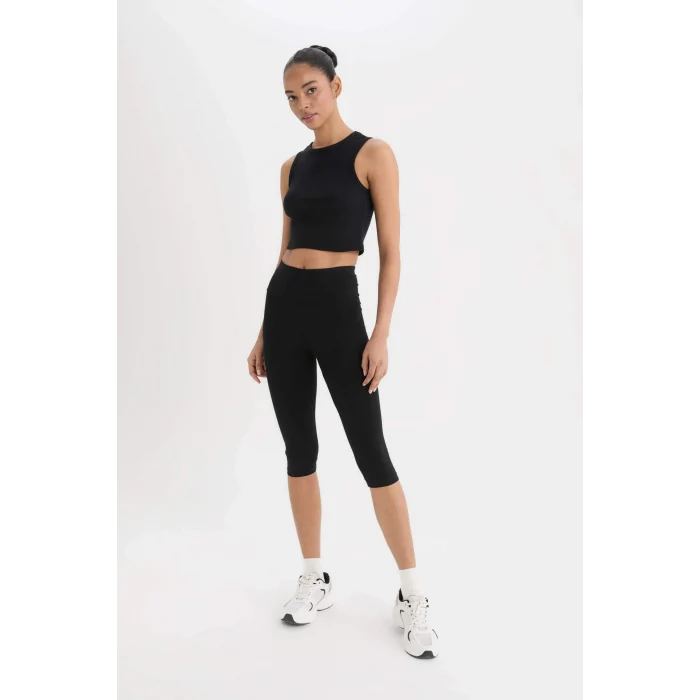 Defacto E2679 Siyah DeFactoFit Diz Altı Sporcu Tayt