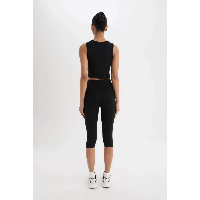 Defacto E2679 Siyah DeFactoFit Diz Altı Sporcu Tayt