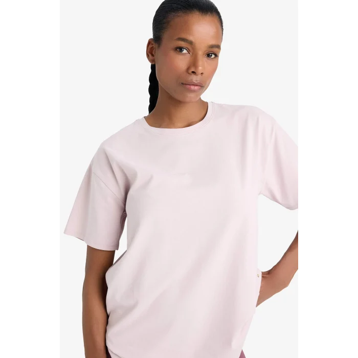 Defacto E3494 Mor 	DeFactoFit Comfort Fit Bisiklet Yaka Basic Düz Sporcu Kısa Kollu Tişört