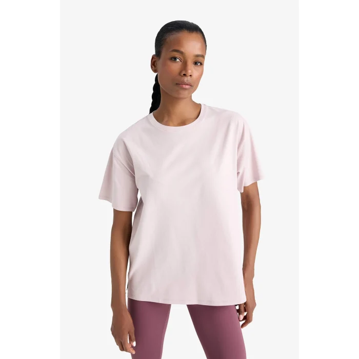 Defacto E3494 Mor 	DeFactoFit Comfort Fit Bisiklet Yaka Basic Düz Sporcu Kısa Kollu Tişört