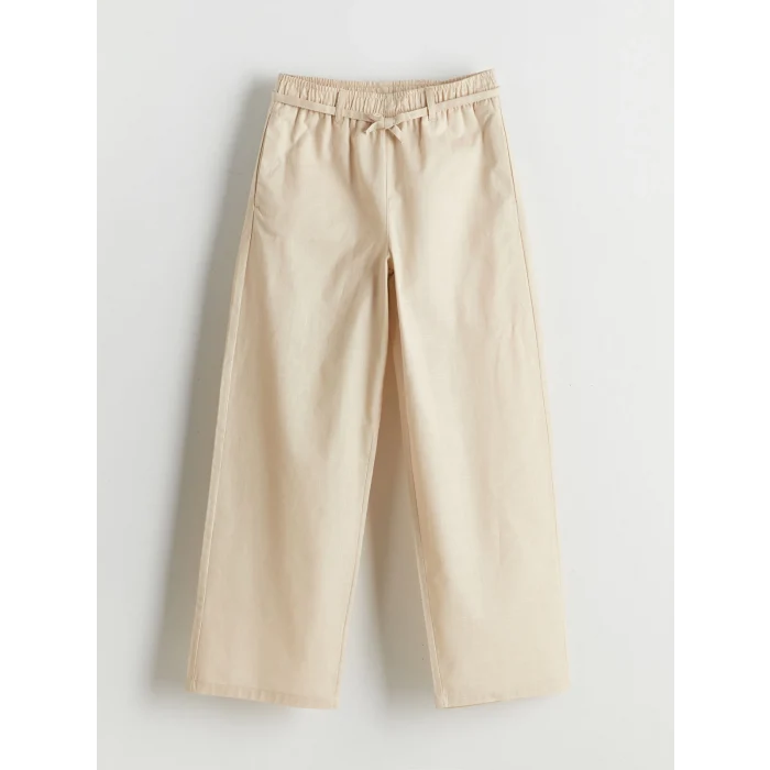 LCW Kids Bej Beli Lastikli Kız Çocuk Pantolon