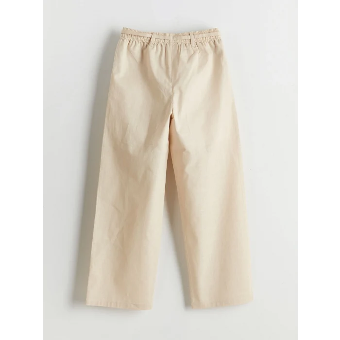 LCW Kids Bej Beli Lastikli Kız Çocuk Pantolon