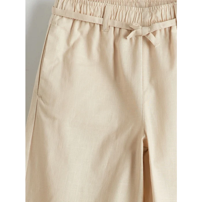 LCW Kids Bej Beli Lastikli Kız Çocuk Pantolon