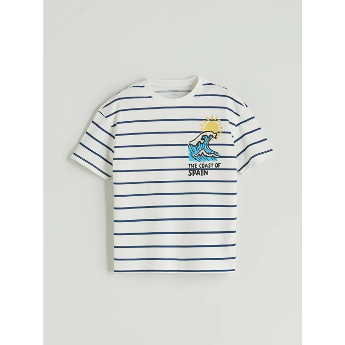 LCW baby Ekru Bisiklet Yaka Erkek Çocuk Tişört ve Şort 2li