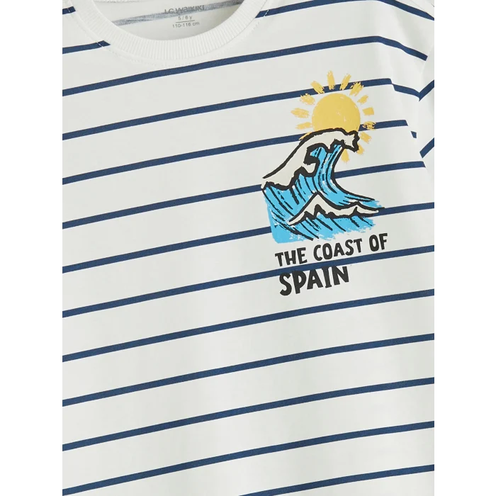 LCW baby Ekru Bisiklet Yaka Erkek Çocuk Tişört ve Şort 2li