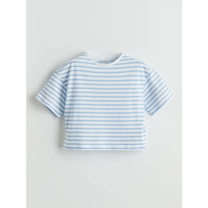 LCW Kids Beyaz Bisiklet Yaka Baskılı Kız Çocuk Tişört 2li