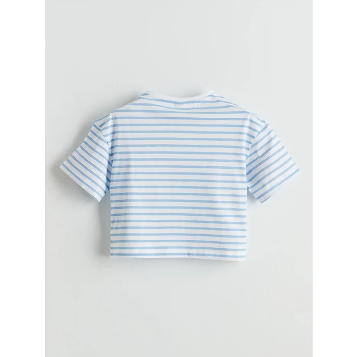 LCW Kids Beyaz Bisiklet Yaka Baskılı Kız Çocuk Tişört 2li