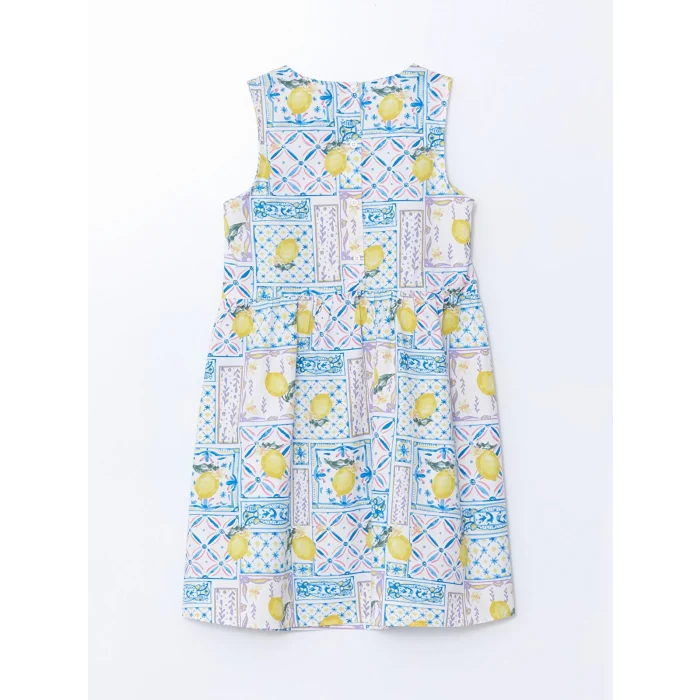 LCW Kids Beyaz Bisiklet Yaka Kız Çocuk Elbise