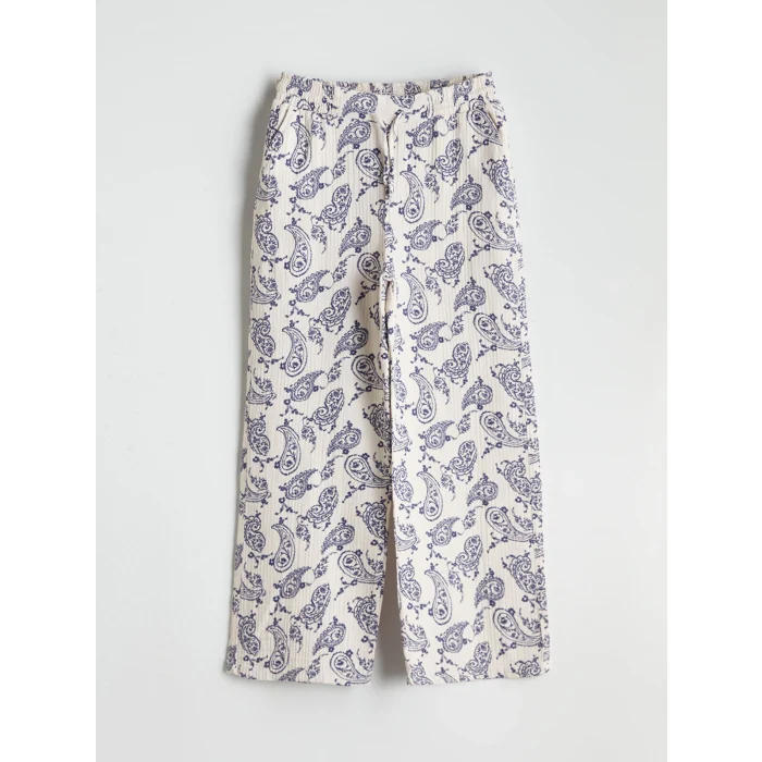 LCW Kids Ekru Beli Lastikli Kız Çocuk Pantolon