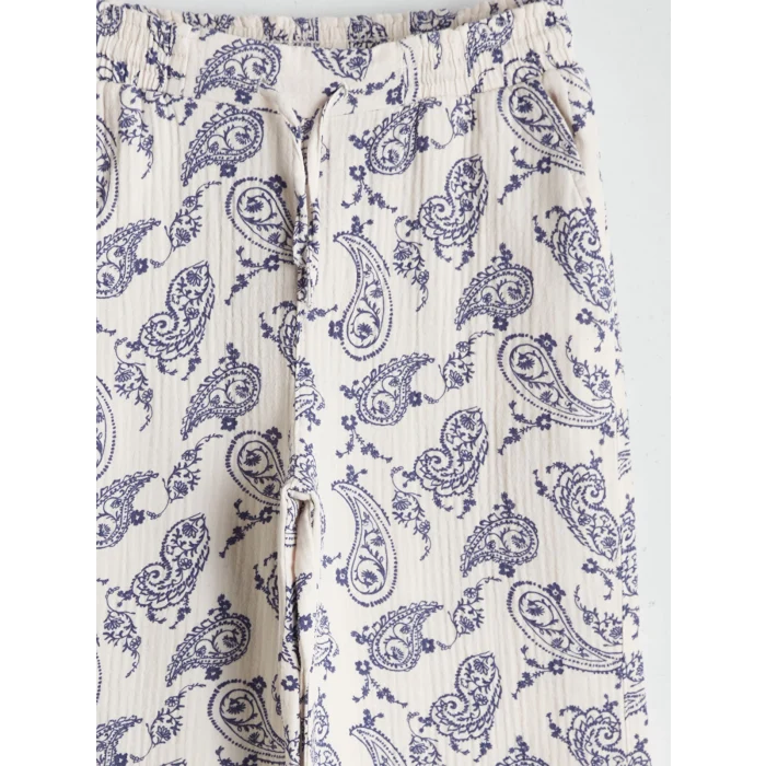 LCW Kids Ekru Beli Lastikli Kız Çocuk Pantolon