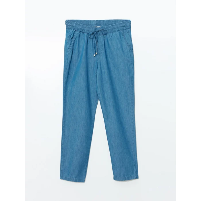 LCWAIKIKI Classic Mavi Beli Lastikli Carrot Fit Kadın Jean Pantolon