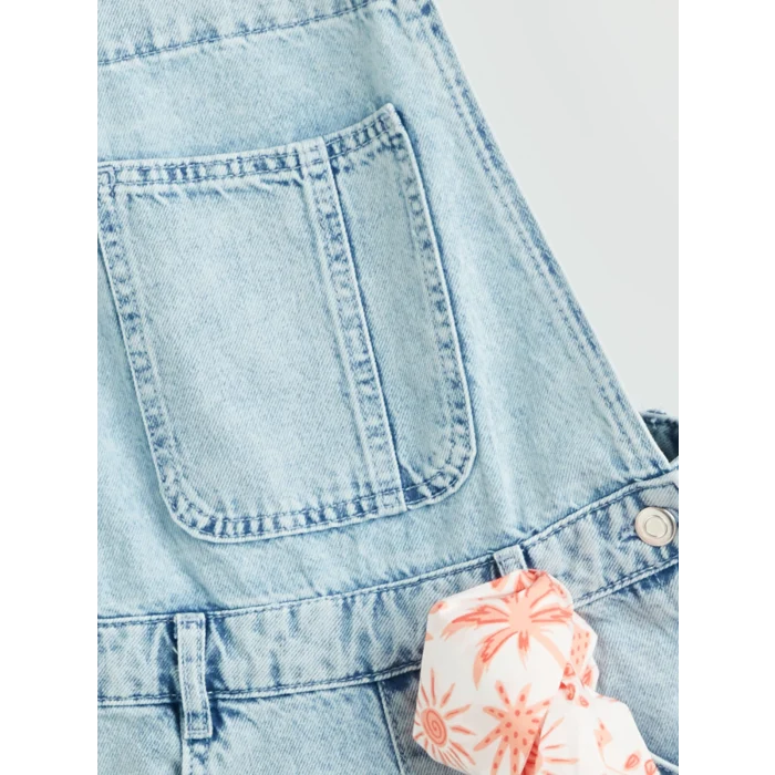 LCW Kids Mavi Kare Yaka Kız Çocuk Jean Salopet