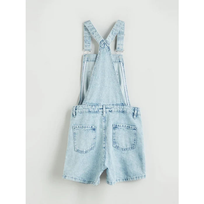 LCW Kids Mavi Kare Yaka Kız Çocuk Jean Salopet