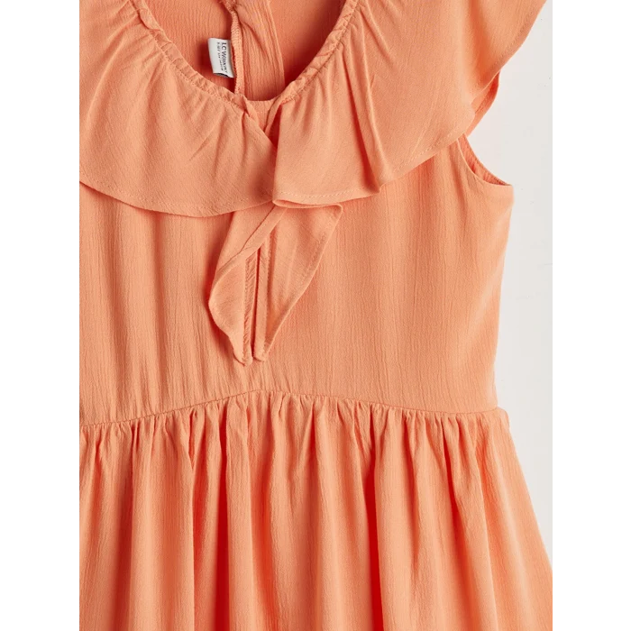 LCW Kids Mercan V Yaka Kız Çocuk Elbise