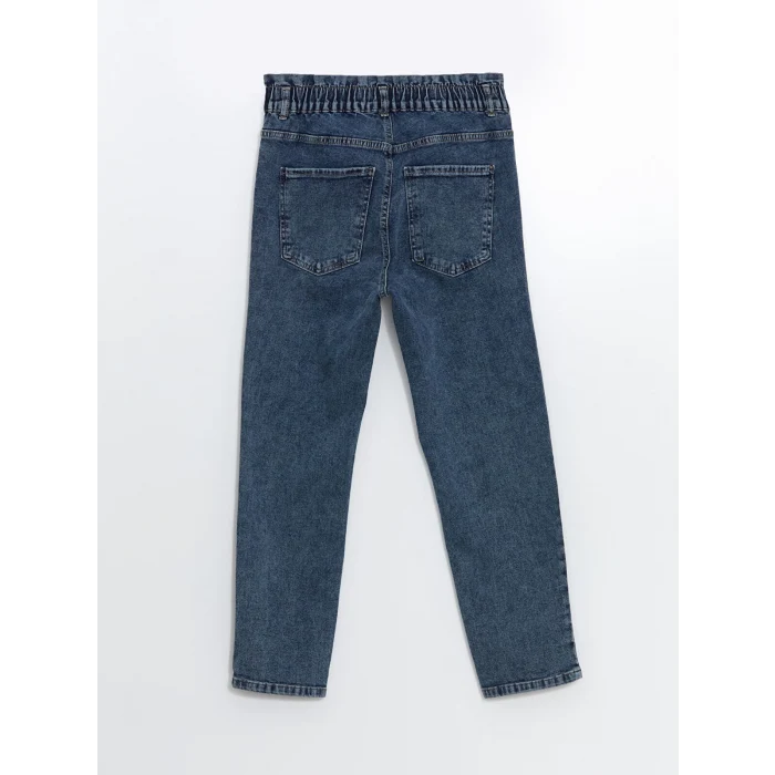 LCWAIKIKI Classic Indigo Beli Lastikli Slim Mom Kadın Jean Pantolon