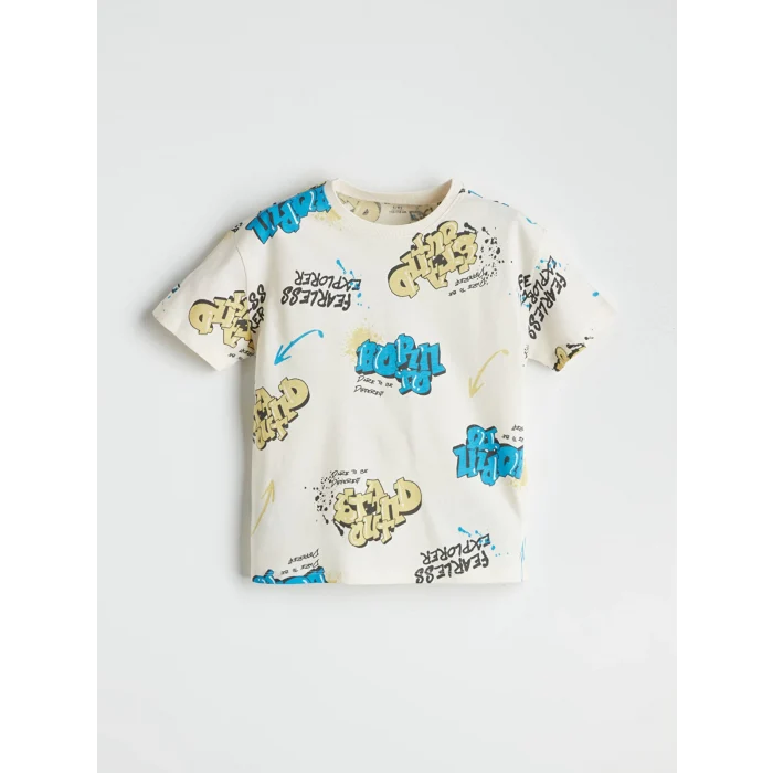 LCW Kids Bej Baskılı Erkek Çocuk Tişört ve Şort 2li