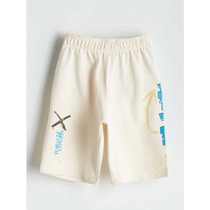 LCW Kids Bej Baskılı Erkek Çocuk Tişört ve Şort 2li