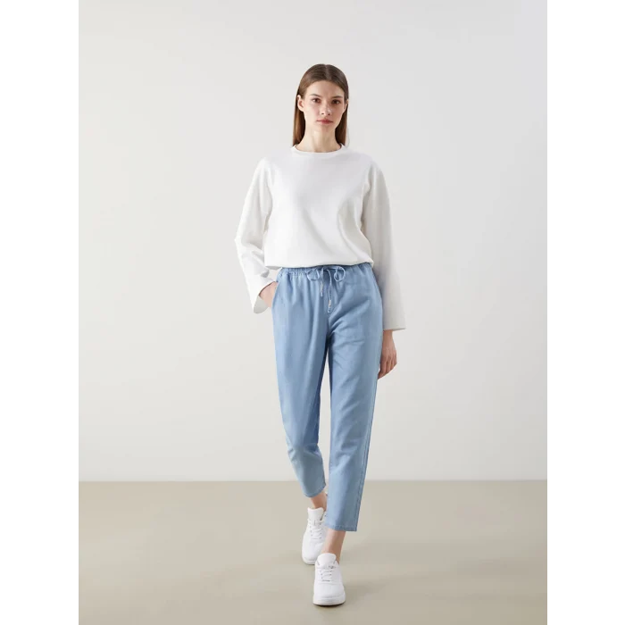 LCW Modest Indigo Beli Lastikli Carrot Fit Kadın Jean Pantolon