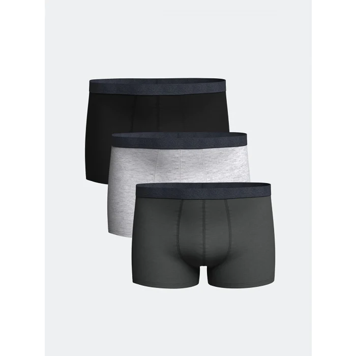 LC WAIKIKI Antrasit Standart Kalıp Pamuklu Esnek Erkek Boxer 3lü