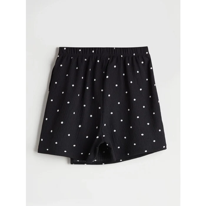 LCW Kids Siyah Beli Lastikli Puantiyeli Kız Çocuk Şort Etek