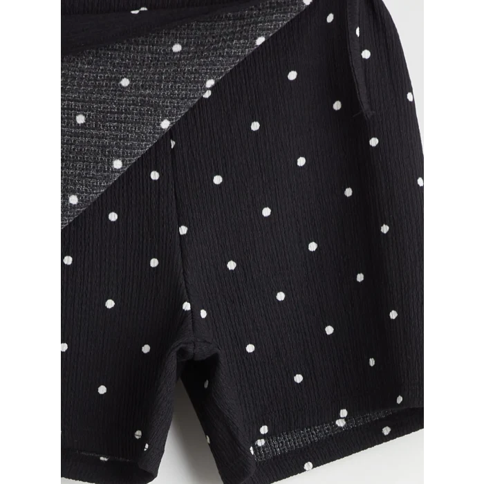 LCW Kids Siyah Beli Lastikli Puantiyeli Kız Çocuk Şort Etek