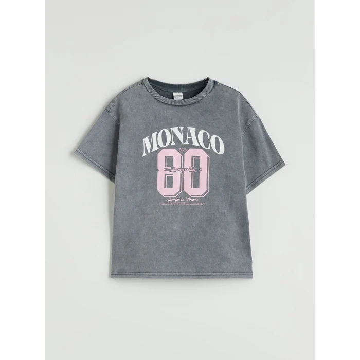 LCW Kids Mavi Bisiklet Yaka Kız Çocuk Tişört