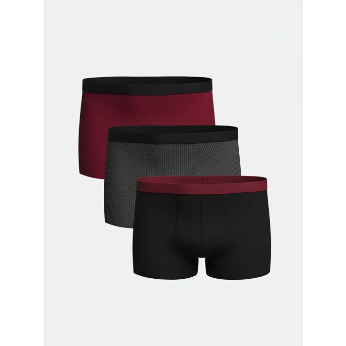 LC WAIKIKI Bordo Standart Kalıp Pamuklu Esnek Erkek Boxer 3lü