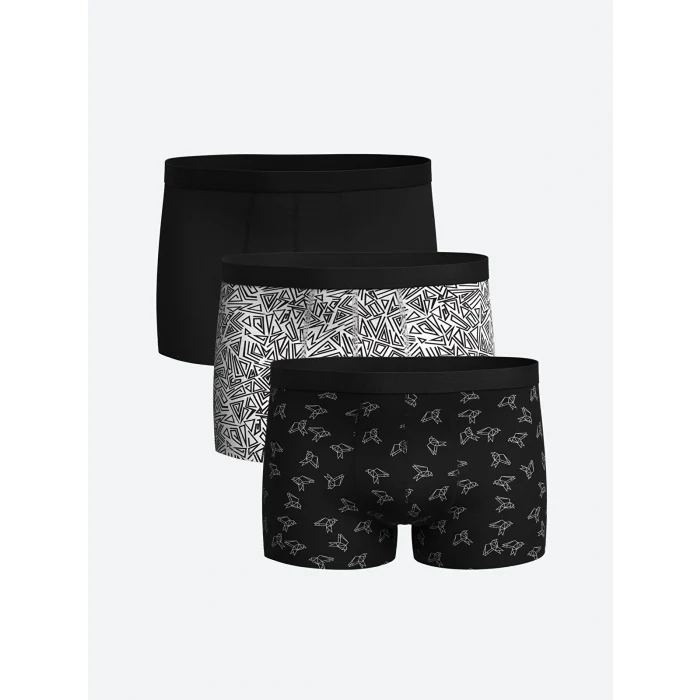 LC WAIKIKI Siyah Standart Kalıp Pamuklu Esnek Erkek Boxer 3lü
