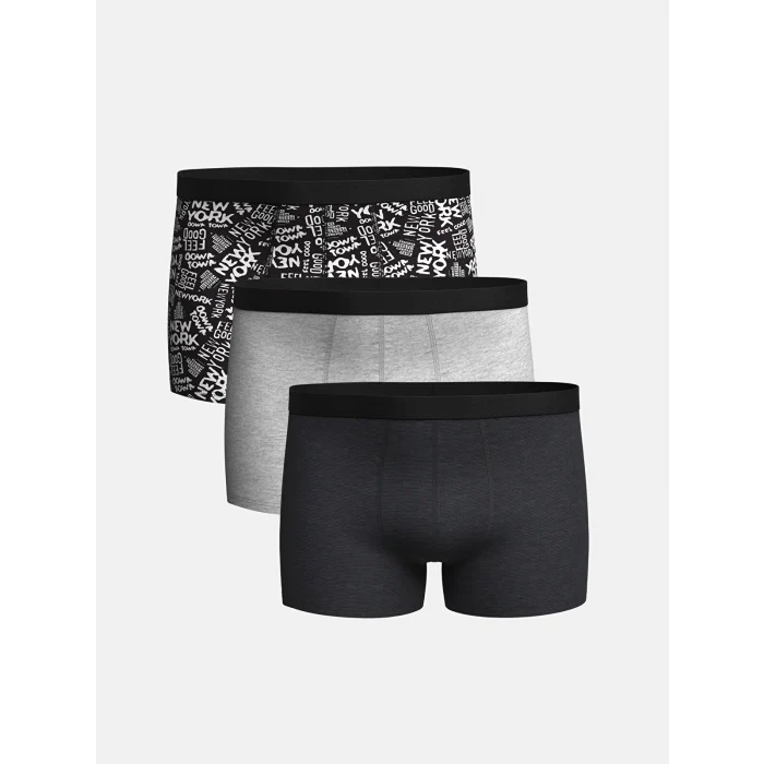 LC WAIKIKI Siyah Standart Kalıp Pamuklu Esnek Erkek Boxer 3lü