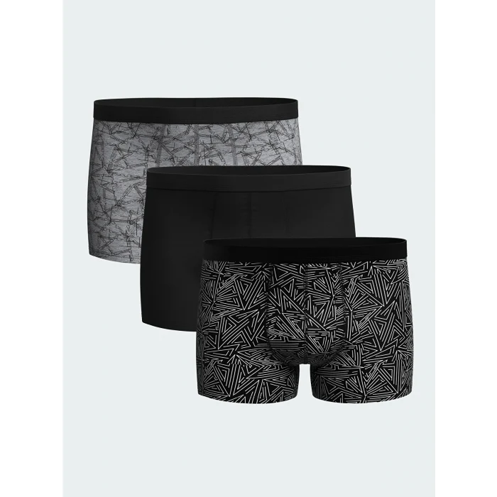 LC WAIKIKI Siyah Standart Kalıp Pamuklu Esnek Erkek Boxer 3lü