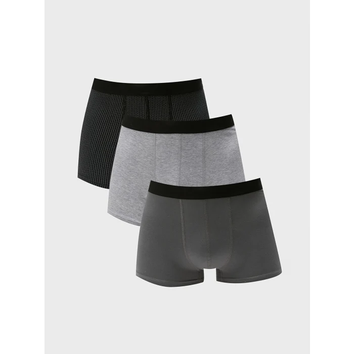 LC WAIKIKI Siyah Standart Kalıp Pamuklu Esnek Erkek Boxer 3lü