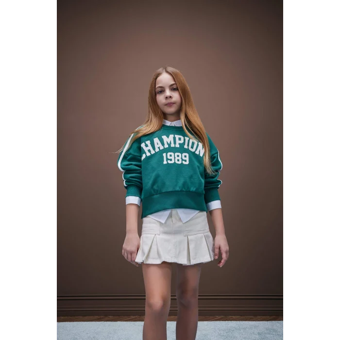 Defacto D7858 Ekru Kız Çocuk Gabardin Etek