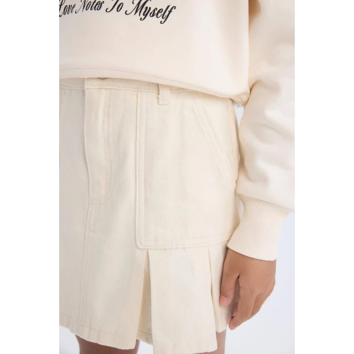 Defacto D7858 Ekru Kız Çocuk Gabardin Etek