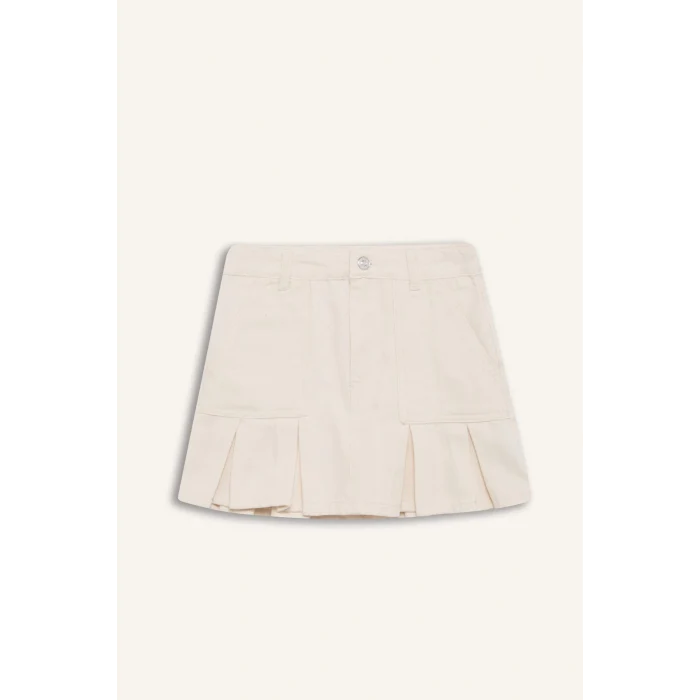 Defacto D7858 Ekru Kız Çocuk Gabardin Etek