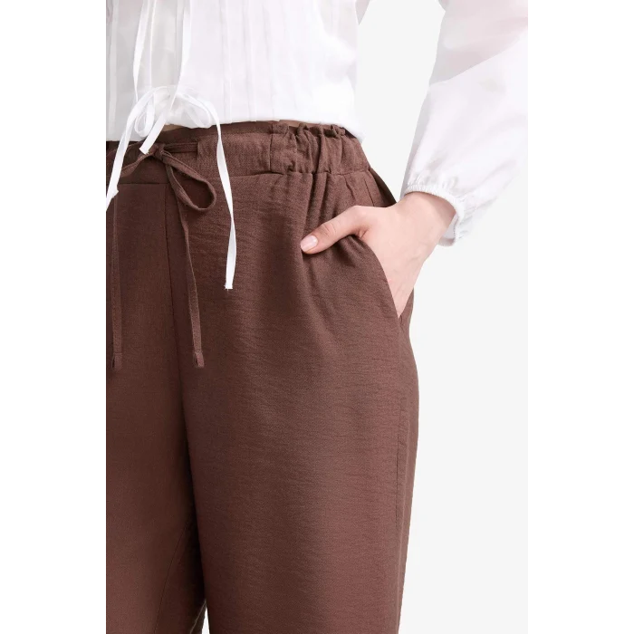 Defacto F0988 Kahve Regular Fit Cep Detaylı Geniş Paça Pantolon