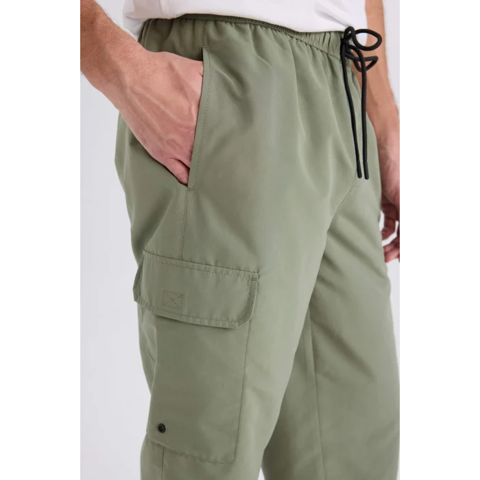 Defacto E0905 Haki Long Fit File Astarlı Uzun Boy Kargo Cep Deniz Şortu