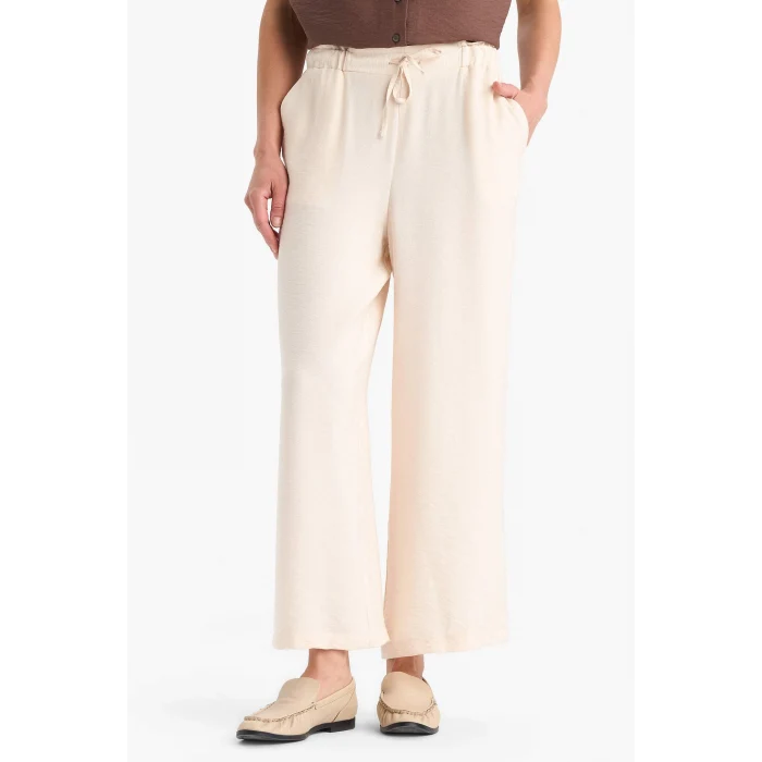 Defacto F0988 Bej Regular Fit Cep Detaylı Geniş Paça Pantolon