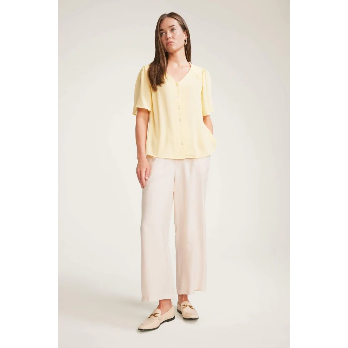 Defacto F0988 Bej Regular Fit Cep Detaylı Geniş Paça Pantolon