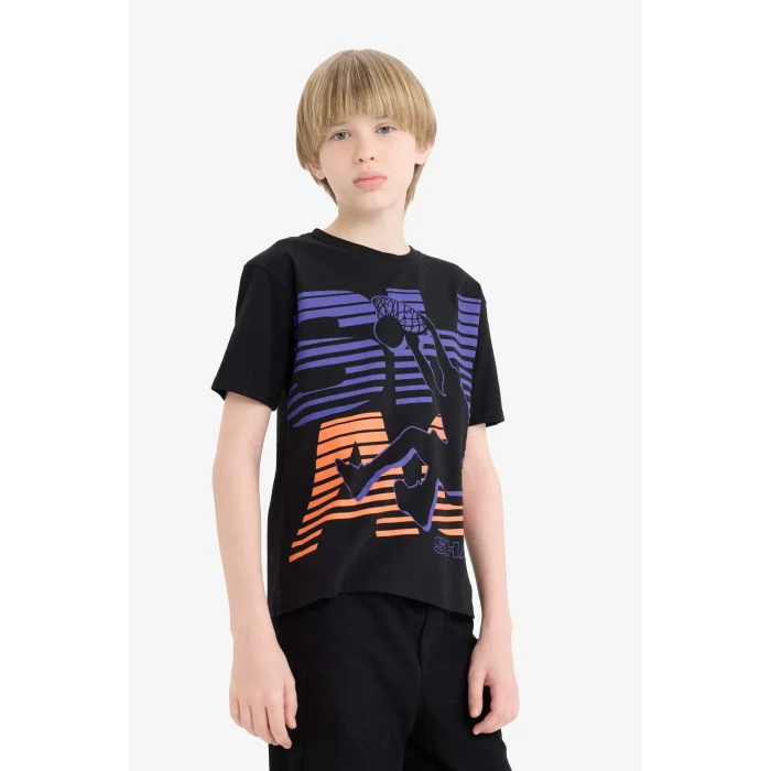 Defacto D9553 Siyah Erkek Çocuk Shaquille ONeal Bisiklet Yaka Kısa Kollu Tişört