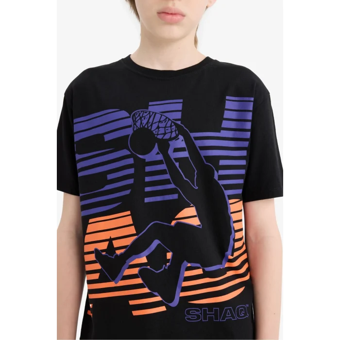 Defacto D9553 Siyah Erkek Çocuk Shaquille ONeal Bisiklet Yaka Kısa Kollu Tişört