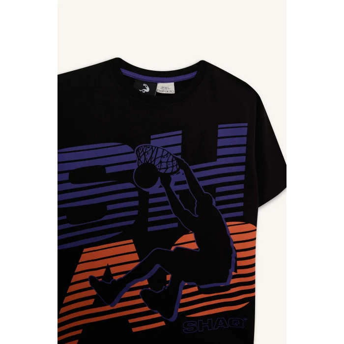 Defacto D9553 Siyah Erkek Çocuk Shaquille ONeal Bisiklet Yaka Kısa Kollu Tişört