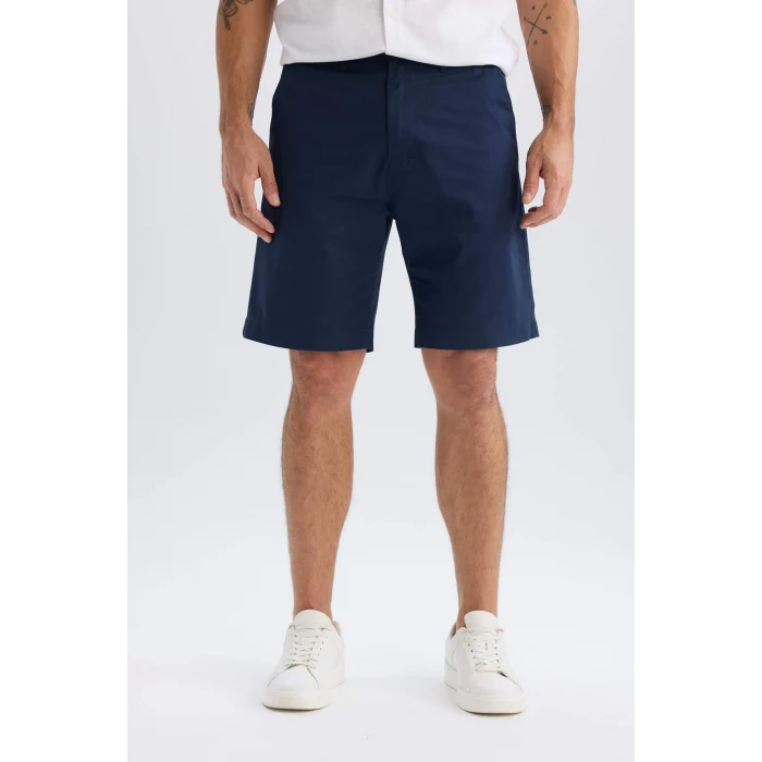 Defacto C7684 Lacivert %100 Pamuk Regular Fit Gabardin Bermuda Şort