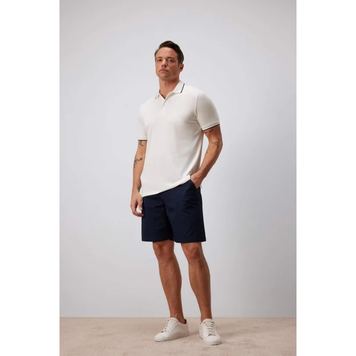 Defacto C7684 Lacivert %100 Pamuk Regular Fit Gabardin Bermuda Şort