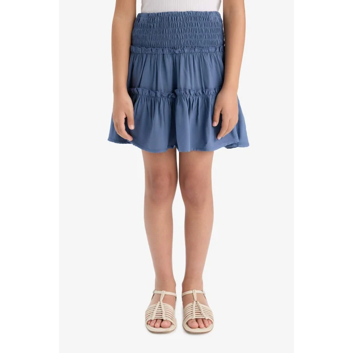 Defacto E3835 İndigo Kız Çocuk Gipeli Volanlı Viskon Etek