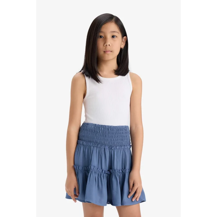 Defacto E3835 İndigo Kız Çocuk Gipeli Volanlı Viskon Etek