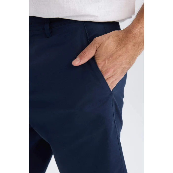 Defacto C7684 Lacivert %100 Pamuk Regular Fit Gabardin Bermuda Şort