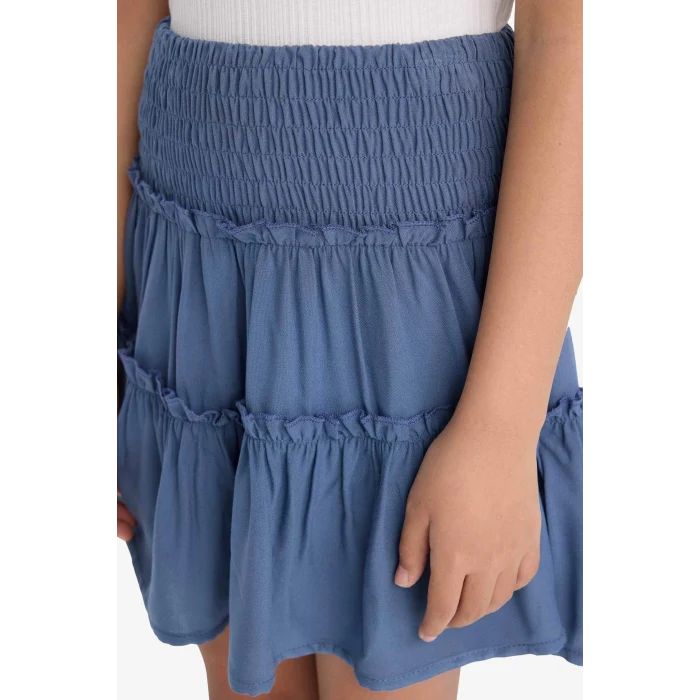 Defacto E3835 İndigo Kız Çocuk Gipeli Volanlı Viskon Etek