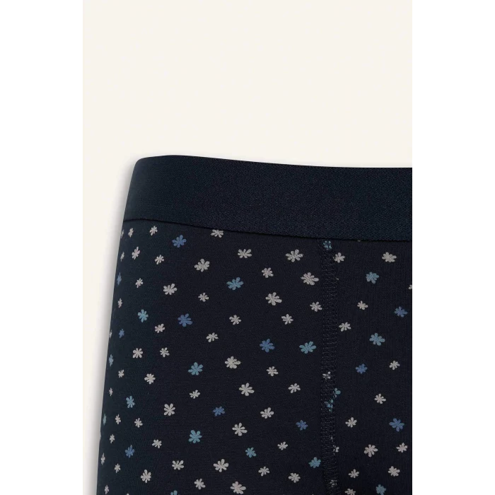 Defacto E7210 Lacivert Regular Fit Çiçekli 3lü Boxer