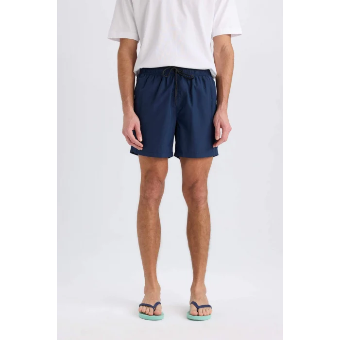 Defacto X2955 Lacivert File Astarlı Hızlı Kuruyan Kısa Boy Deniz Şortu